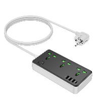 Hoco AC7A 3 розетки+3USB+Type C, 4000Вт,1.8 м,с заземлением,белый